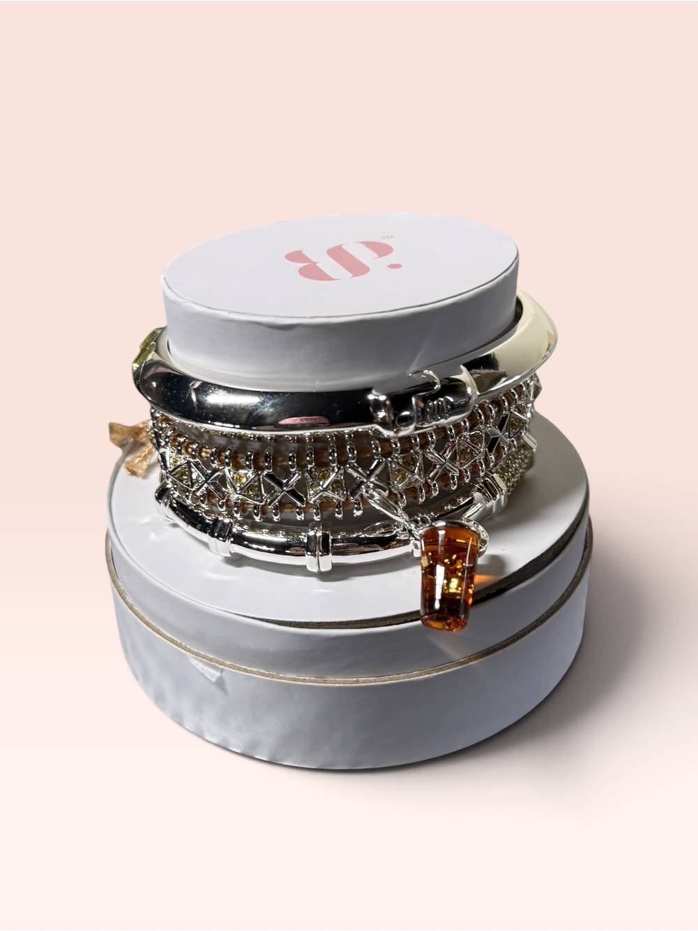 Bomb Party ‘Steeped in Sparkle’ Silver Multi-Row Bracelet with tea charm